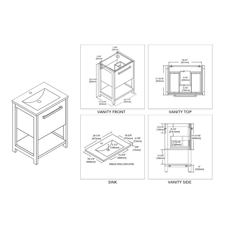 Blossom 24 Single Bathroom Vanity With Sink Wayfair Canada   24'' Single Bathroom Vanity With Sink 